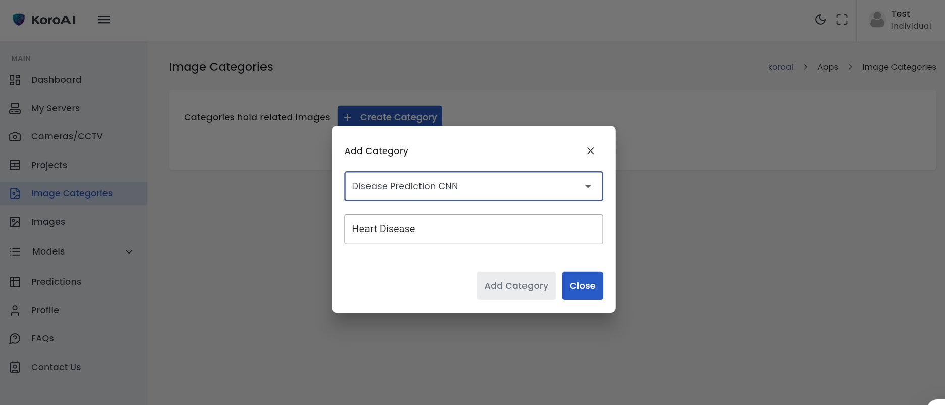 Add Image Category screenshot